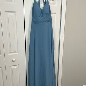 Azazie Light Blue Halter Maxi Dress